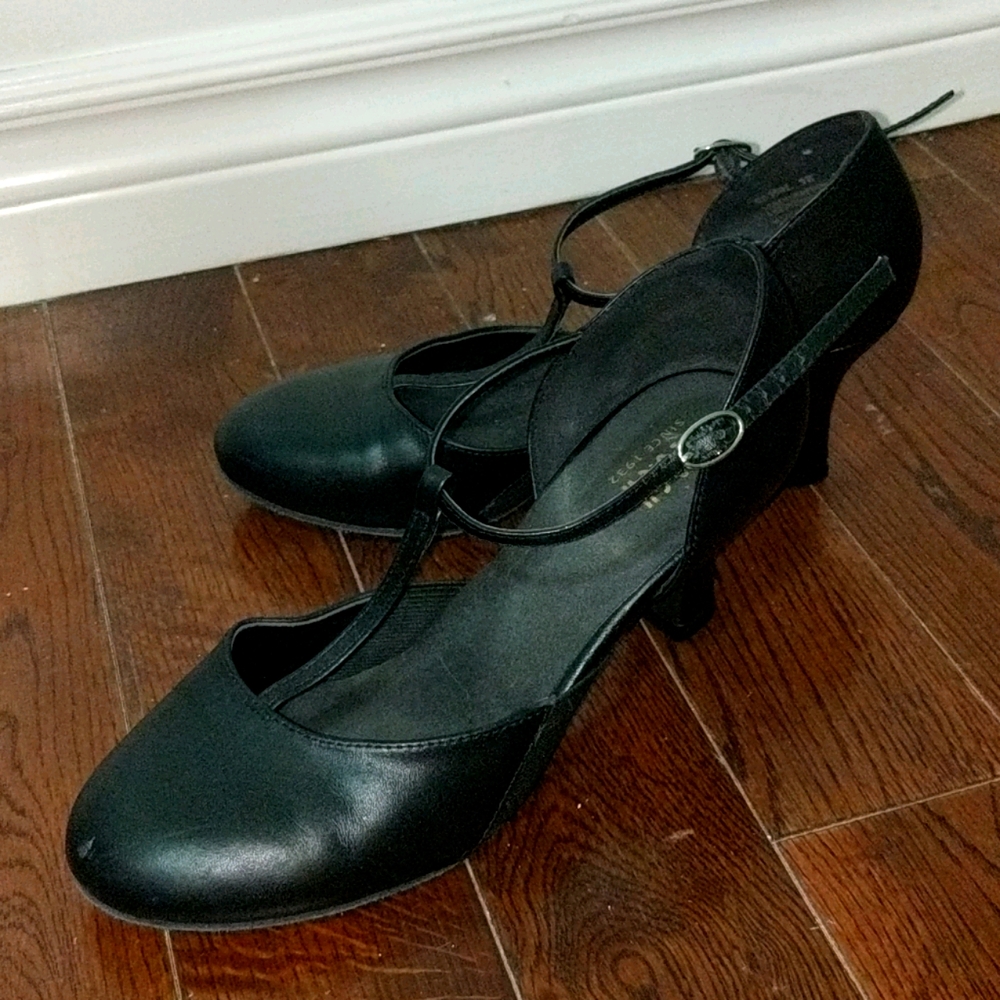 T-Strap Black Leather Bloch Character Shoes